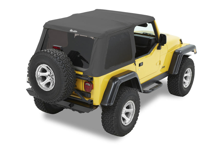 Replace-A-Top for Trektop Hardware For Jeep 1997-2006 Wrangler TJ Tinted Black Denim Fabric Bestop