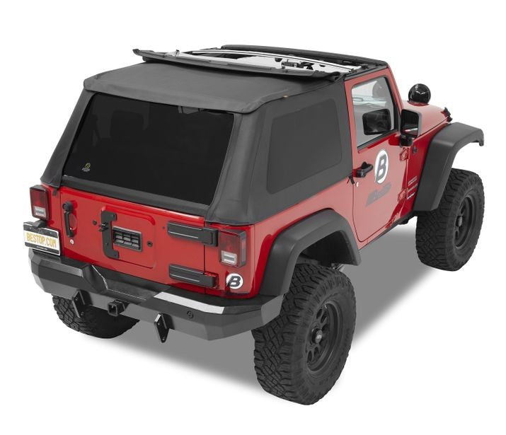 Replace-A-Top for Trektop Hardware For Jeep 2007-2018 Wrangler JK 2 Door Tinted Black Diamond Fabric Bestop