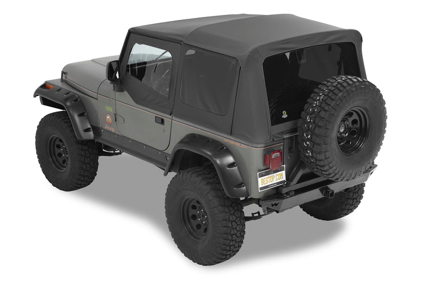 Jeep Soft Top Supertop Squareback Soft Top For Jeep 1988-1995 Wrangler YJ Black Denim Bestop