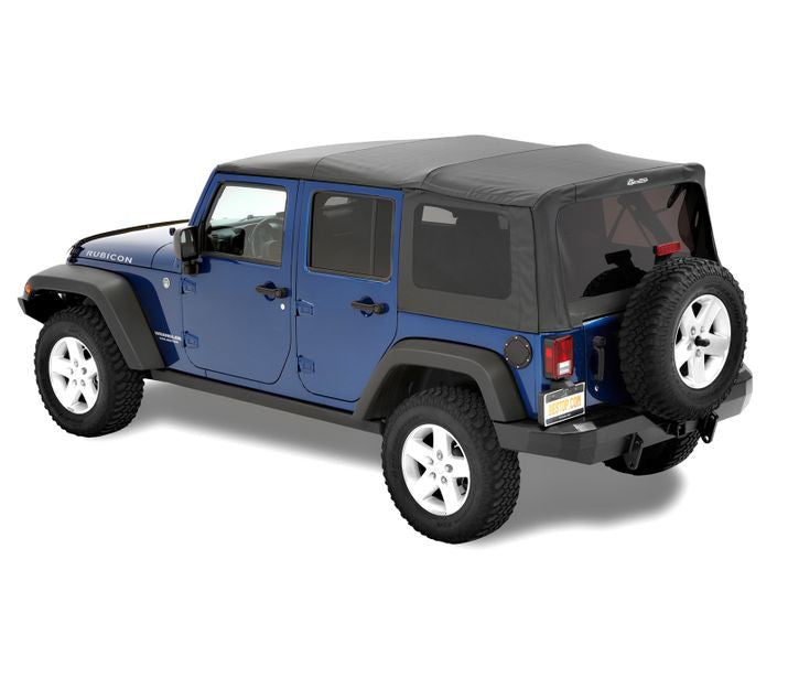 Jeep Soft Top Supertop Squareback Soft Top For Jeep 2007-2018 Wrangler JK 4 Door Black Diamond Bestop