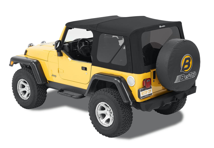 Jeep Soft Top Supertop Squareback Soft Top For Jeep 1997-2006 Wrangler TJ Black Premium Twill Bestop