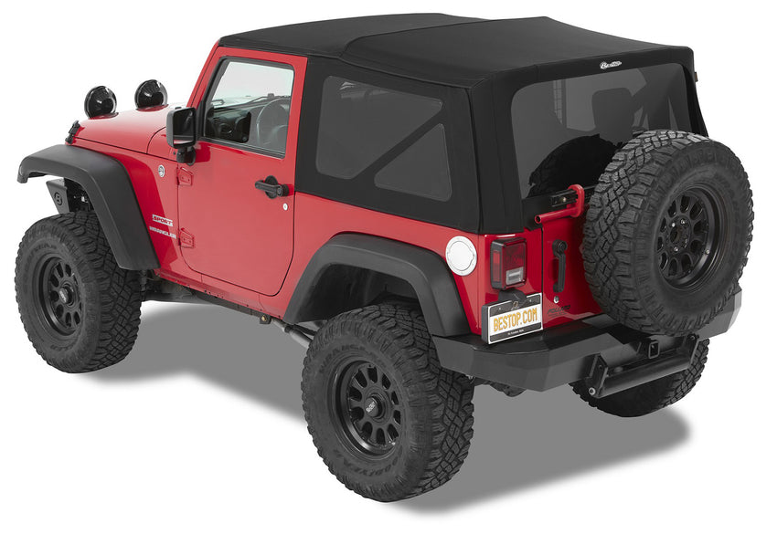 Jeep Soft Top Supertop Squareback Soft Top For Jeep 2007-2018 Wrangler JK 2 Door Black Premium Twill Bestop