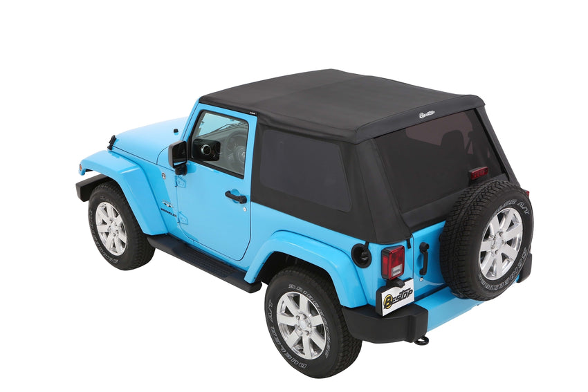 Trektop Slantback Soft Top For Jeep 2007-2018 Wrangler JK 2 Door Black Premium Twill Bestop