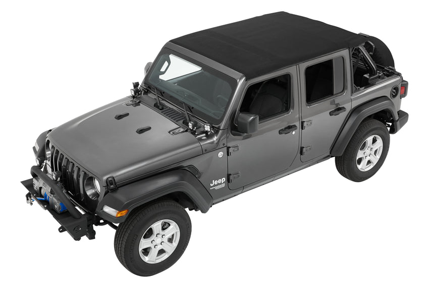 Trektop Slantback Soft Top For Jeep 2018-Current Wrangler JL 4 Door Black Premium Twill Bestop