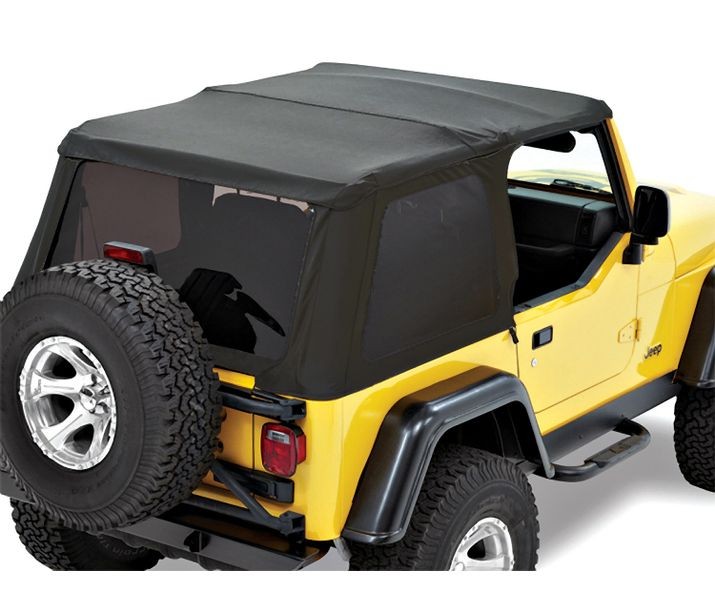 Trektop Slantback Soft Top For Jeep 1997-2006 Wrangler TJ Black Premium Twill Bestop