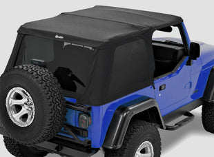 Replace-A-Top for Trektop Hardware For Jeep 1997-2006 Wrangler TJ Tinted Black Premium Twill Bestop