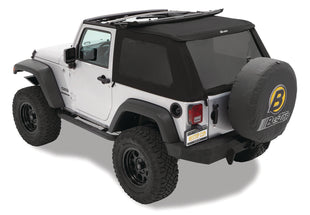 Replace-A-Top for Trektop Hardware For Jeep 2007-2018 Wrangler JK 2 Door Tinted Black Premium Twill Bestop