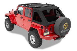 Replace-A-Top for Trektop Hardware For Jeep 2007-2018 Wrangler JK 4 Door Tinted Black Premium Twill Bestop